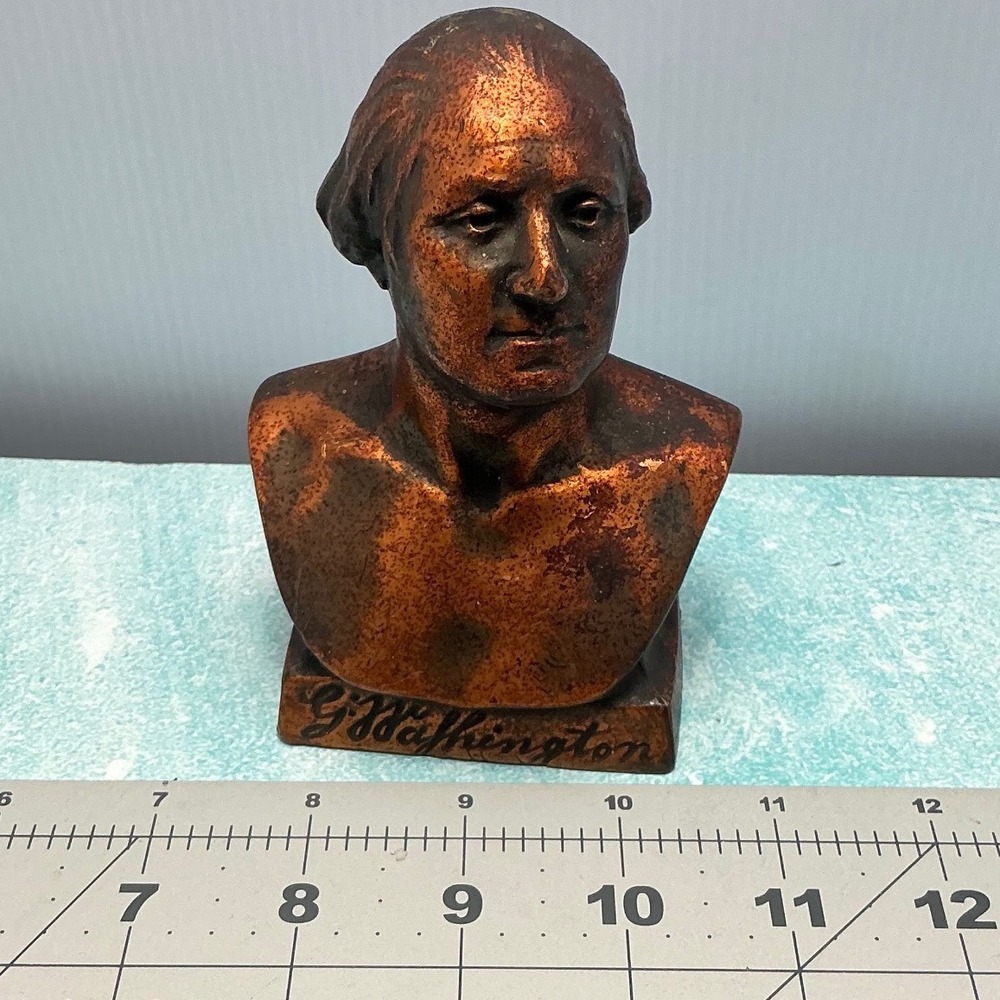 George Washington BustAntoine Houdon Mt Vernon 1785 Bronze Finish Sculpture 4.5"